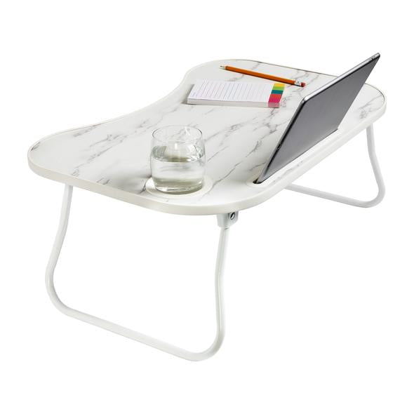 Collapsible Folding Lap Desk, White/Faux White Marble