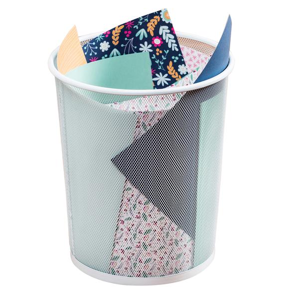Mesh Metal Waste Basket, White