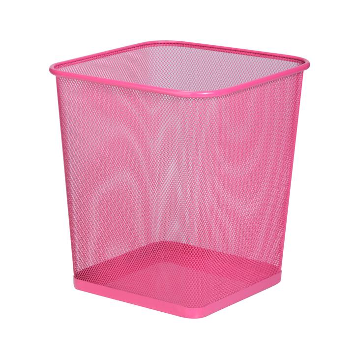 Square Mesh Trash Can, Pink