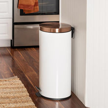 Load image into Gallery viewer, 30L &amp; 3L Round Trash Can Set, White and Rose Gold
