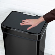 Load image into Gallery viewer, 50L Black Stainless Steel Trash Can with Motion Sensor and Soft Close

