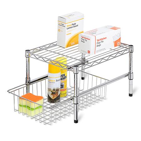 15'' Cabinet Organizer With Basket and Adjustable Shelf