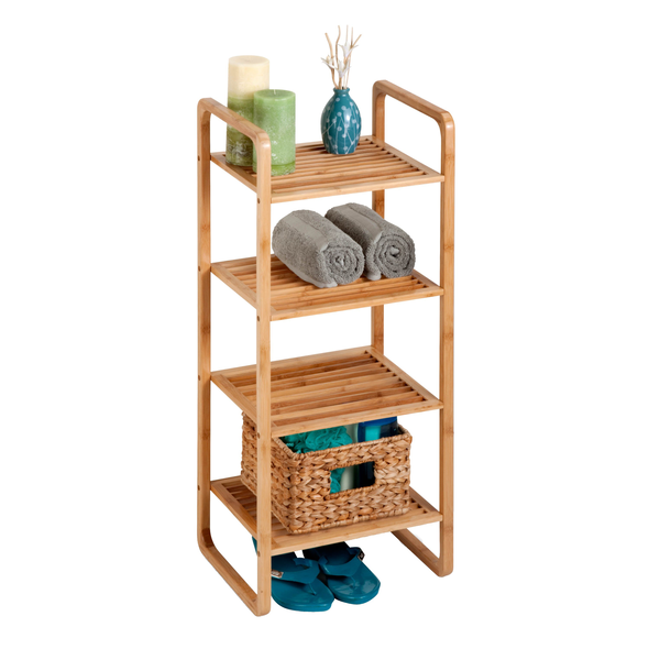4-Tier Vertical Bamboo Shelf, Bamboo