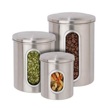 Load image into Gallery viewer, 3-Piece Steel Canister Set, Stainless Steel
