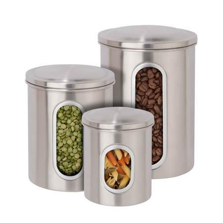 3-Piece Steel Canister Set, Stainless Steel