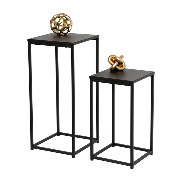 Set of 2 Square Side Tables, Black